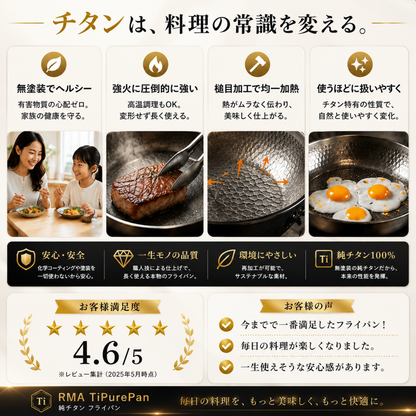 TiPurePan™ チタンハンマードフライパン Pro スタンダード