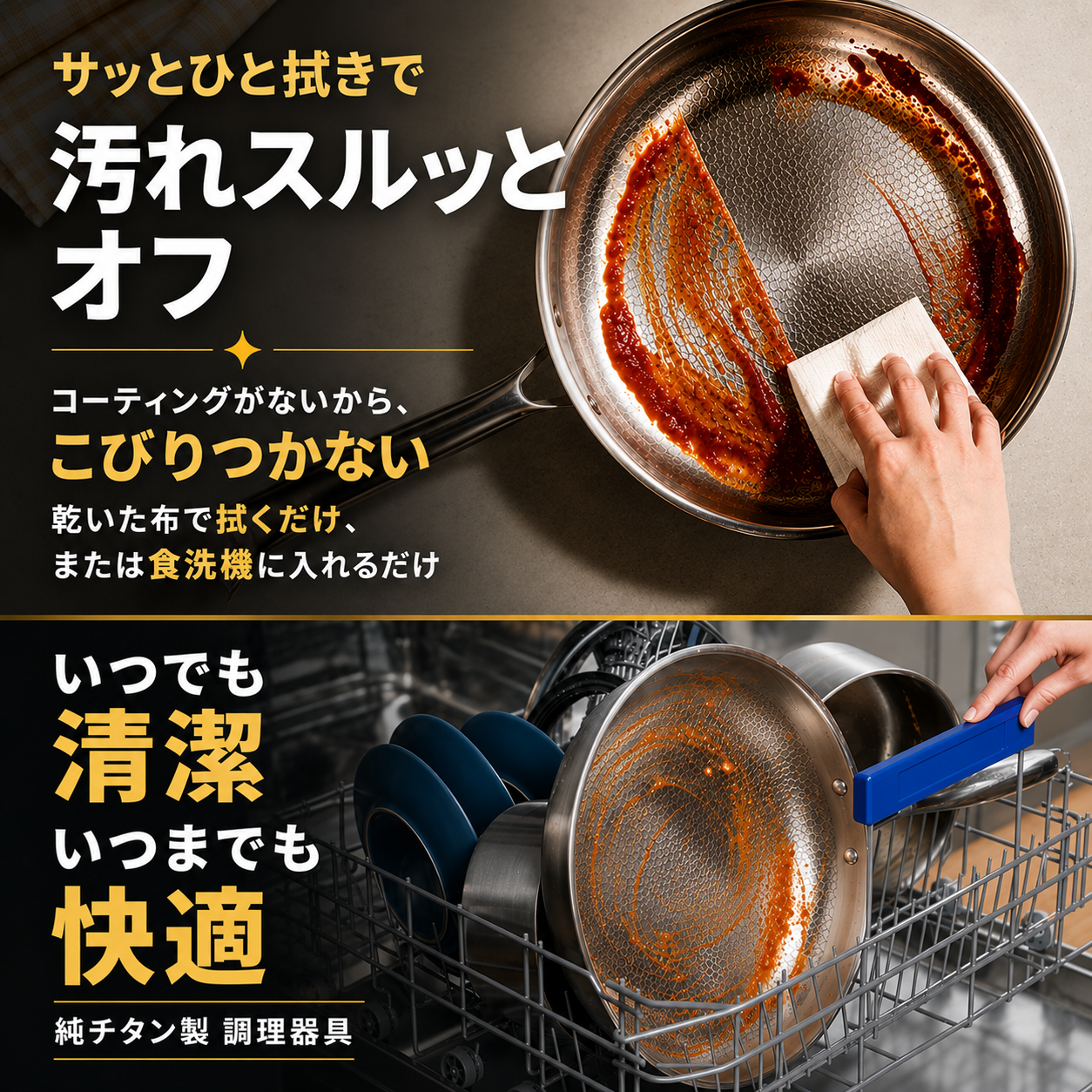 TiPurePan™ チタンハンマードフライパン Pro スタンダード
